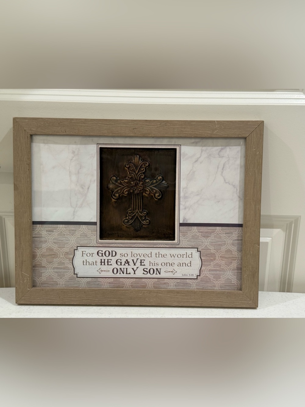 Religious Wall Art Plaque with Ornate Cross ~ 15“ L x 11“ H